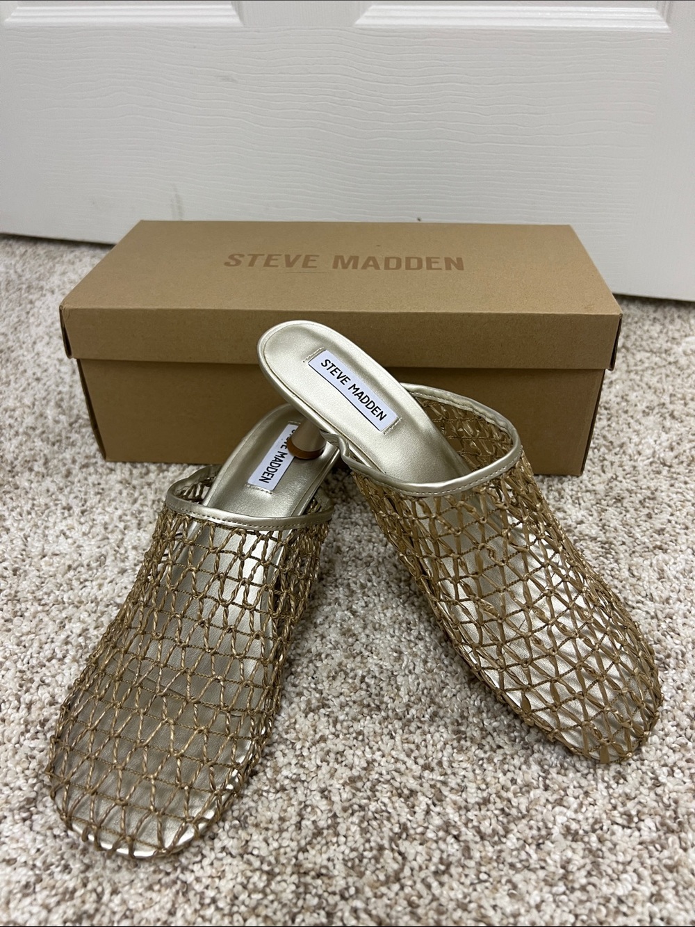 Steve Madden Metallic Gold Mule Heels